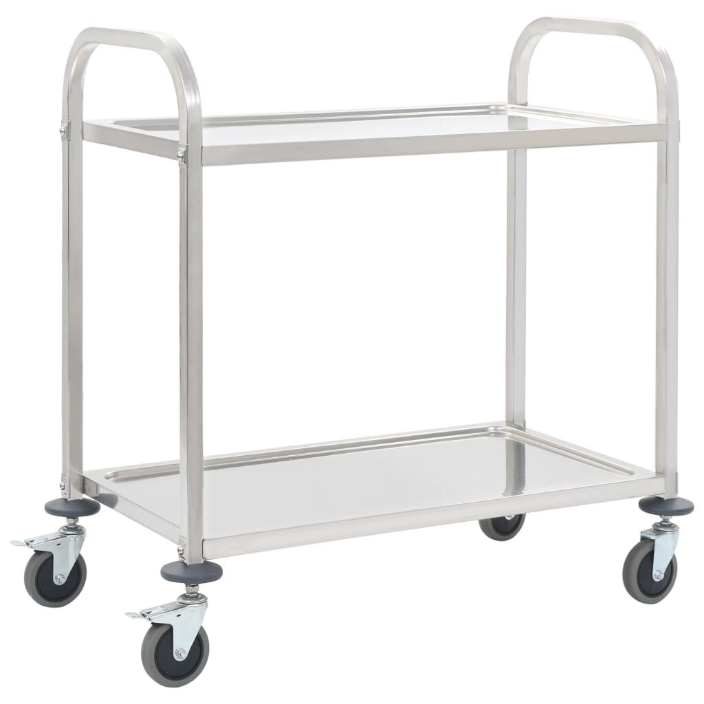 2-Tier Kitchen Trolley 107x55x90 cm Stainless Steel