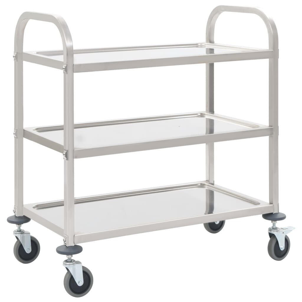 3-Tier Kitchen Trolley 107x55x90 cm Stainless Steel