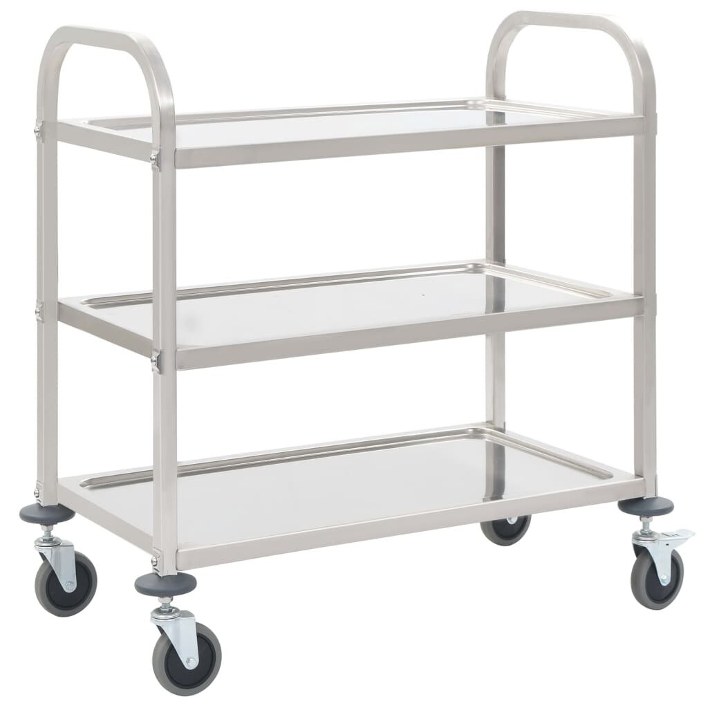 3-Tier Kitchen Trolley 87x45x83.5 cm Stainless Steel