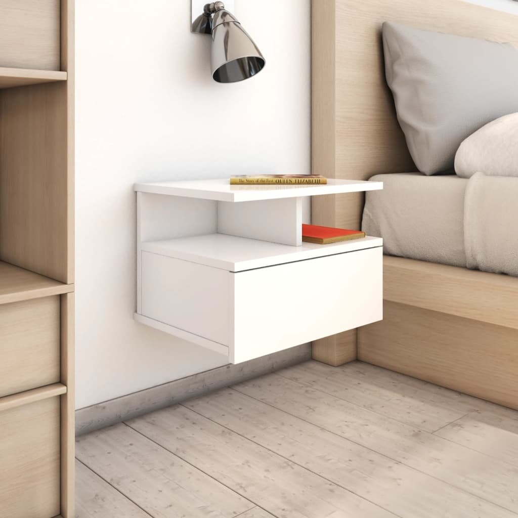 Floating Nightstand High Gloss White 40x31x27 cm Chipboard