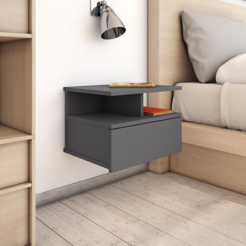 Floating Nightstands 2 pcs High Gloss Grey 40x31x27 cm Chipboard