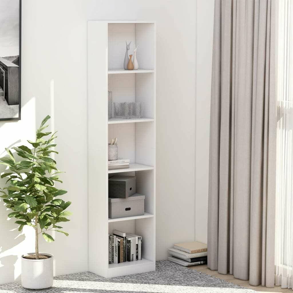 5-Tier Book Cabinet White 40x24x175 cm Chipboard