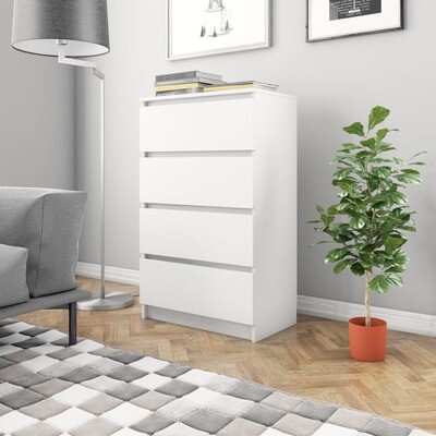 Tallboy chest Of drawers Sideboard White 60x35x98.5 cm Chipboard