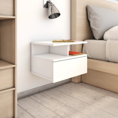 Floating Nightstand High Gloss White 40x31x27 cm Chipboard