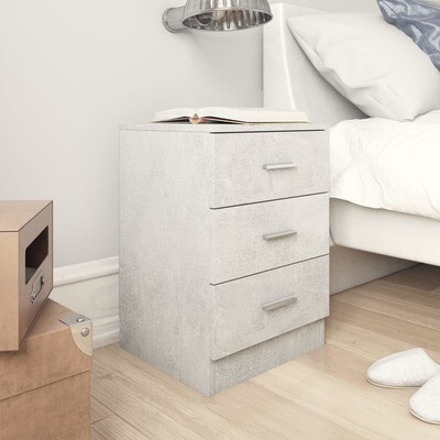Bedside Cabinet Concrete Grey 38x35x56 cm Chipboard