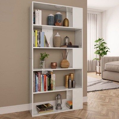Book Cabinet/Room Divider High Gloss White 80x24x159cm Chipboard