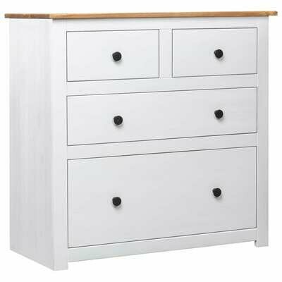 Tallboy Chest Of Drawers Sideboard White 80x40x83 cm Pinewood Panama Range