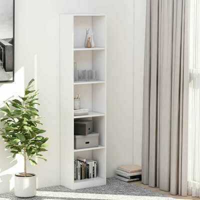 5-Tier Book Cabinet White 40x24x175 cm Chipboard