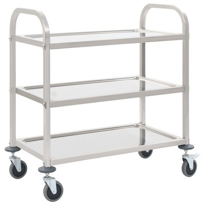 3-Tier Kitchen Trolley 107x55x90 cm Stainless Steel