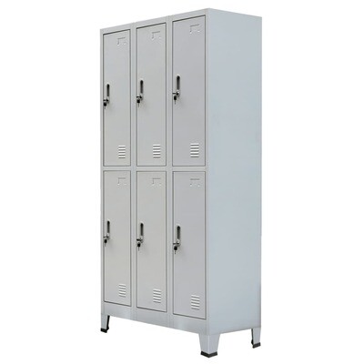 Locker Cabinet with 6 Compartments Steel 90x45x180 cm Grey