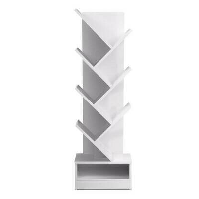 New Display Shelf 7-Shelf Tree Bookshelf Book Storage Rack Bookcase White