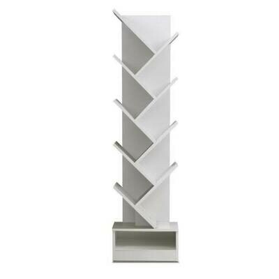 New Display Shelf 9-Shelf Tree Bookshelf Book Storage Rack Bookcase White