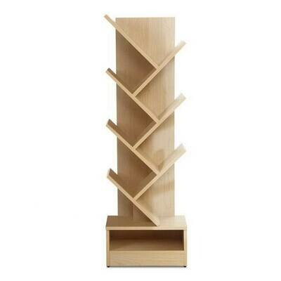 New Display Shelf 7-Shelf Tree Bookshelf Book Storage Rack Bookcase Natural
