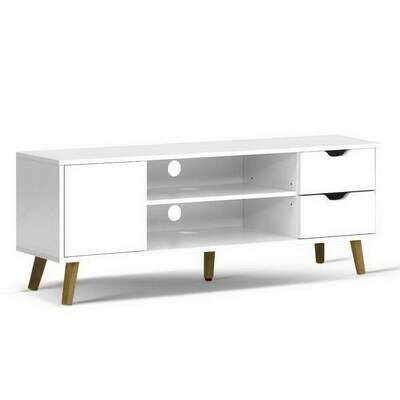 New TV Cabinet Entertainment Unit Stand Wooden Scandinavian 120cm White