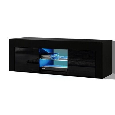 New 130cm RGB LED TV Stand Cabinet Entertainment Unit Gloss Furniture Black