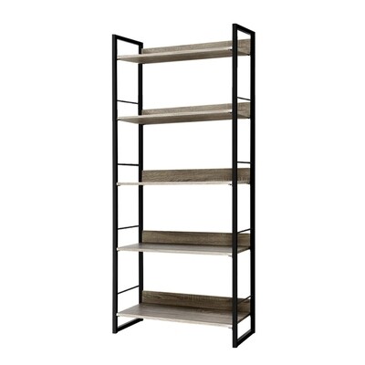 New Bookshelf Wooden Display Shelves Bookcase Shelf Storage Metal Wall Black