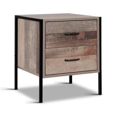 New Bedside Table Drawers Nightstand Metal Oak