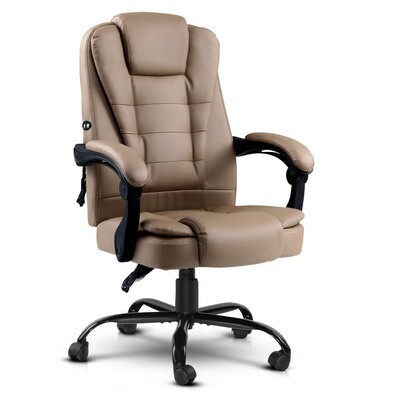 New Massage Office Chair PU Leather Recliner Computer Gaming Chairs Espresso