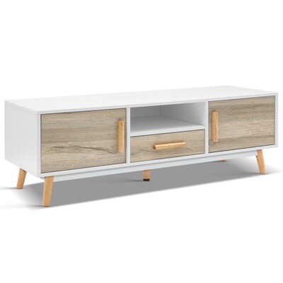New Wooden Entertainment Unit - White &amp; Wood