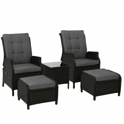 Recliner Chairs Sun lounge Setting Outdoor Furniture Patio Garden Wicker