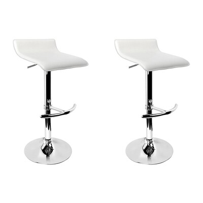 New Set of 2 PU Leather Bar Stools - White