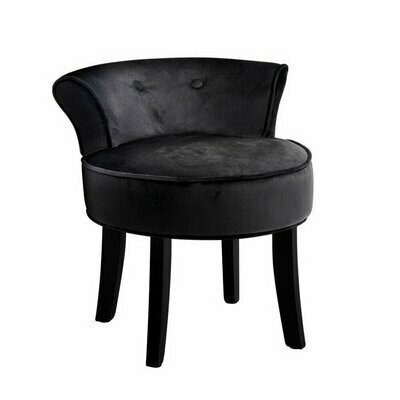 New Velvet Vanity Stool Backrest Stools Dressing Table Chair Makeup Bedroom Black