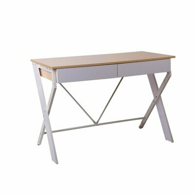 New Metal Desk with Drawer - White with Oak Top