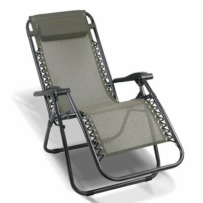 Zero Gravity Recliner Chairs Outdoor Sun Lounge Beach Chair Camping - Beige