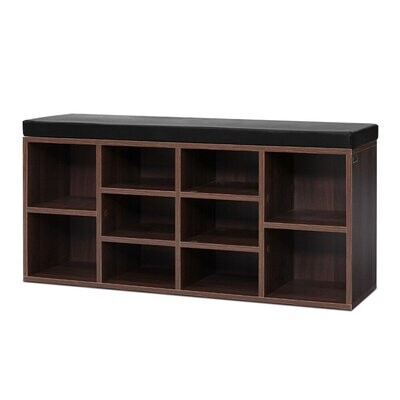 New Shoe Cabinet Bench Shoes Storage Rack Organiser Shelf Cupboard Box Walnut