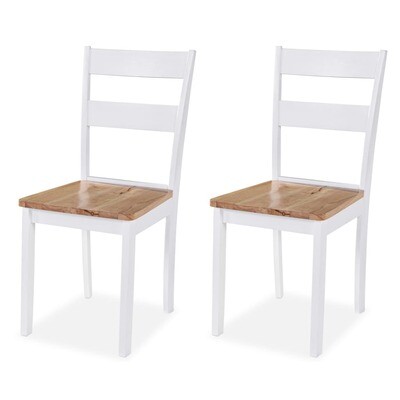 Dining Chairs 2 pcs White Solid Rubber Wood