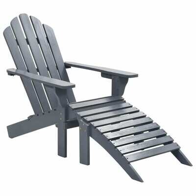 Garden Chair with Ottoman Wood Grey