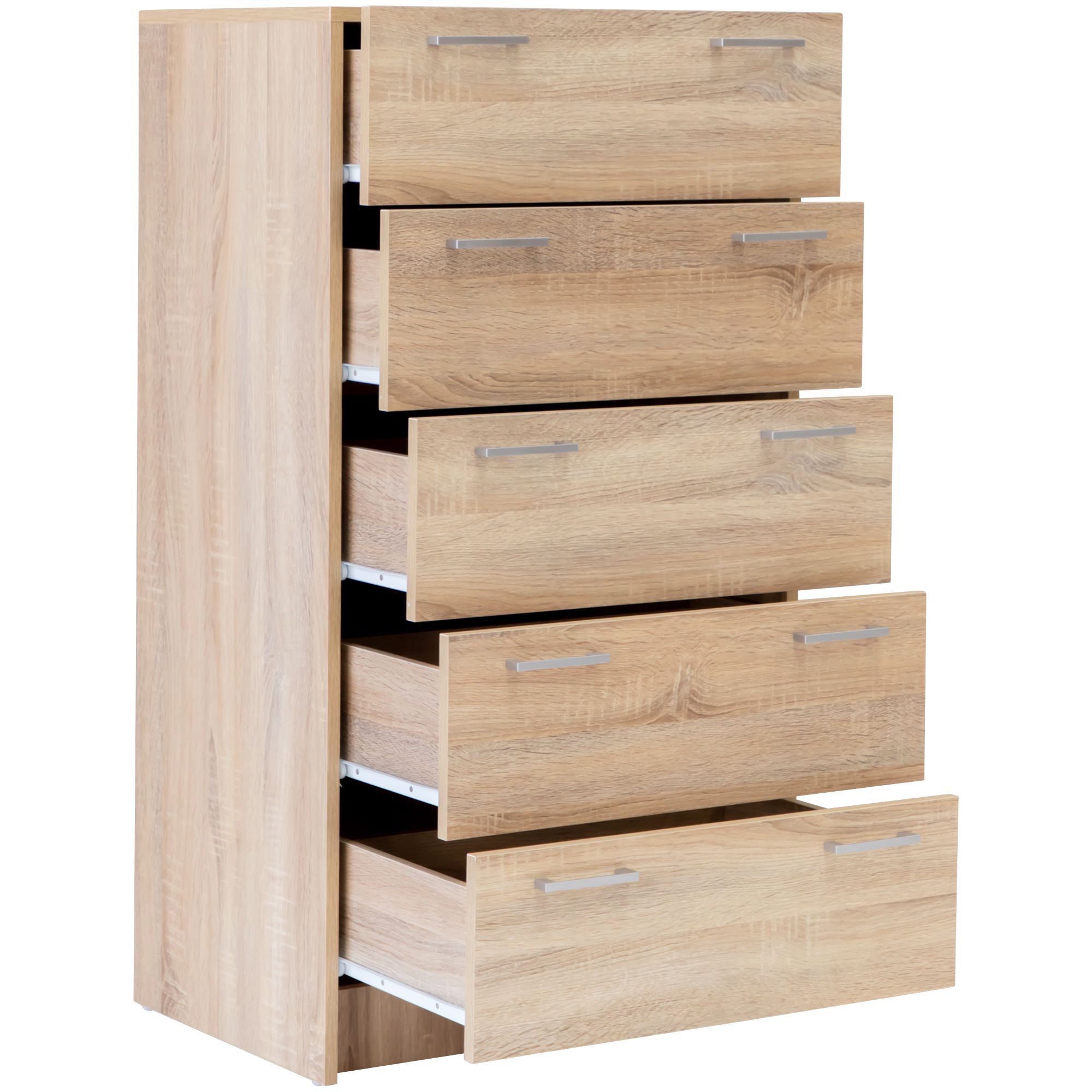 5 Drawer Tallboy Chest Of Drawers Light Oak