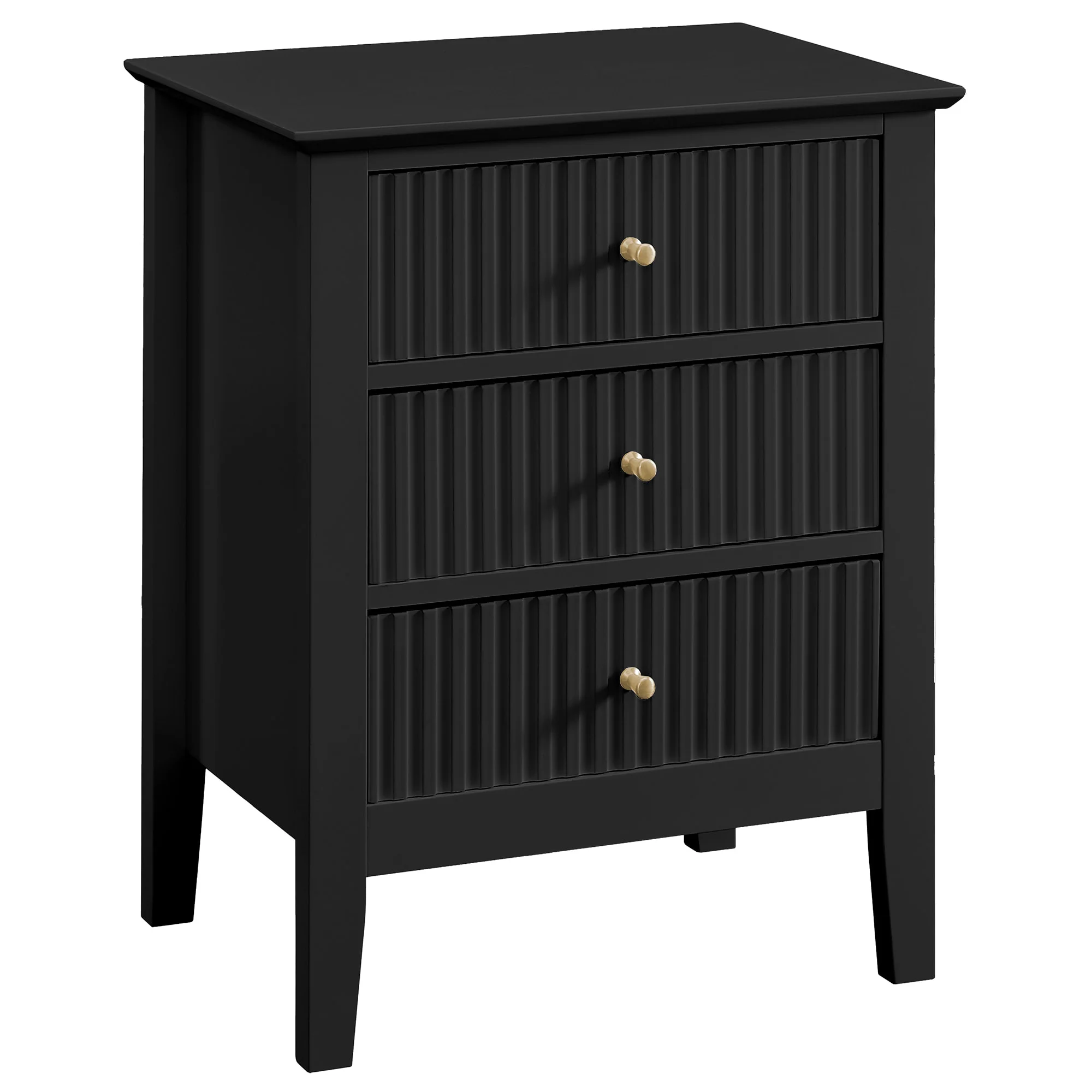 Zara Fluted 3 drawer side table black