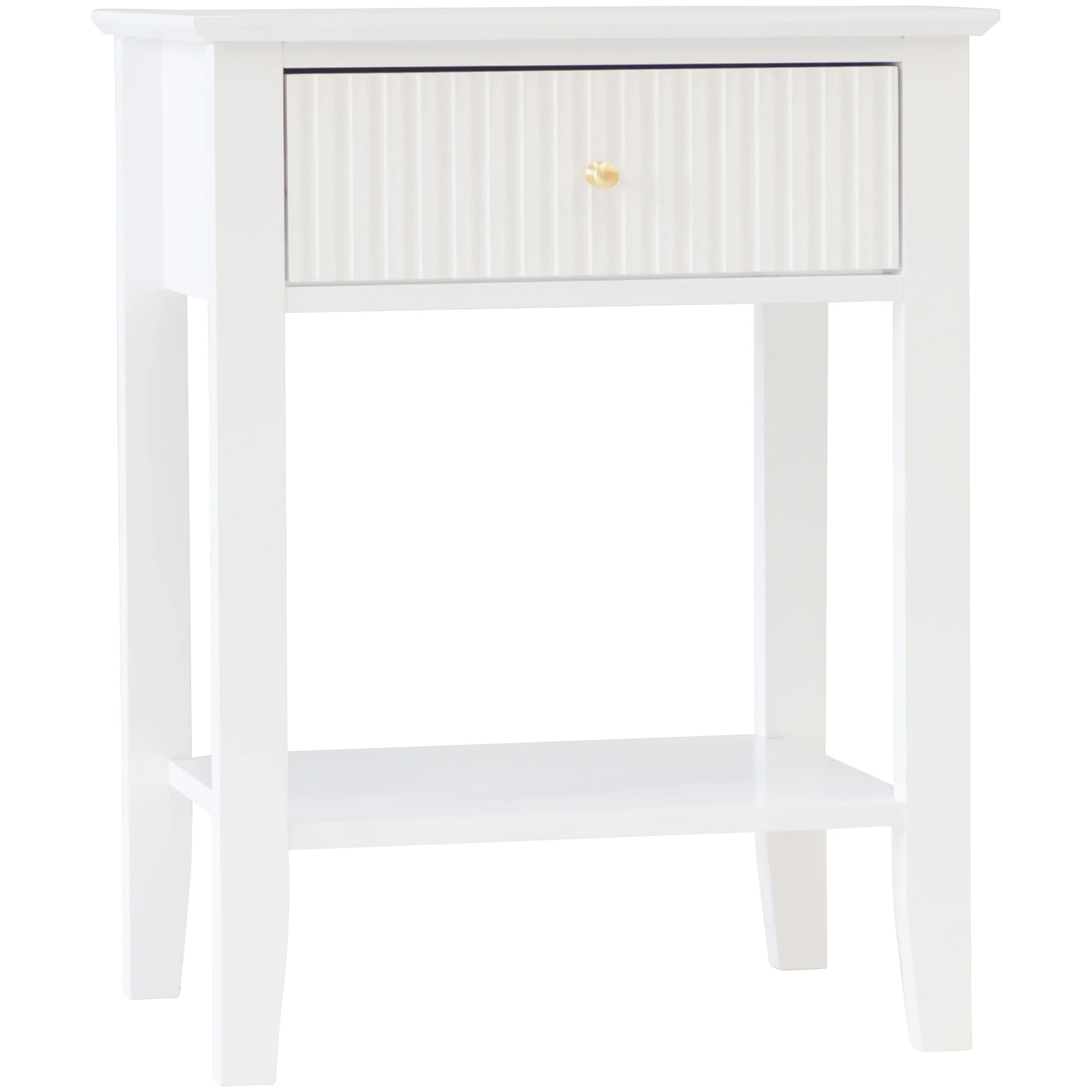 Zara Fluted 1 drawer side table white