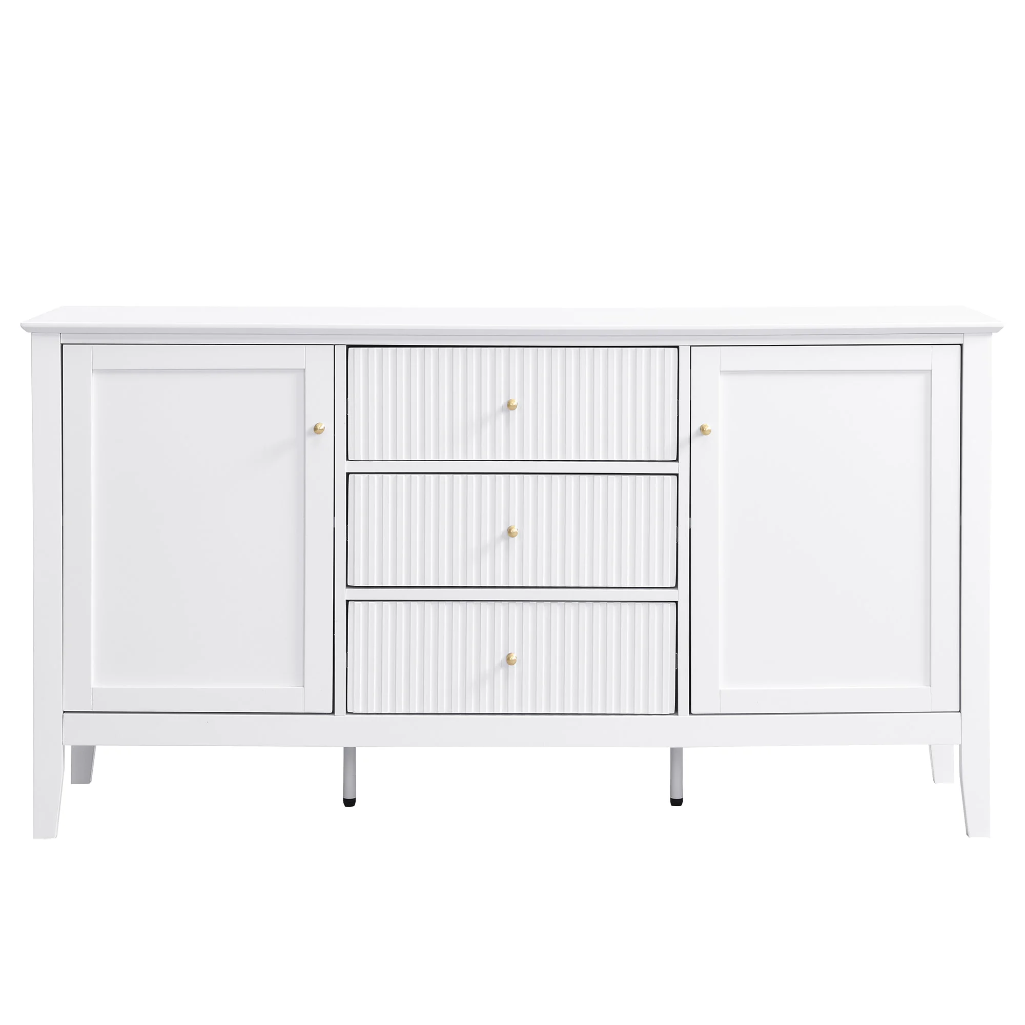 Zara Fluted 3 Drawer 2 Door Buffet White