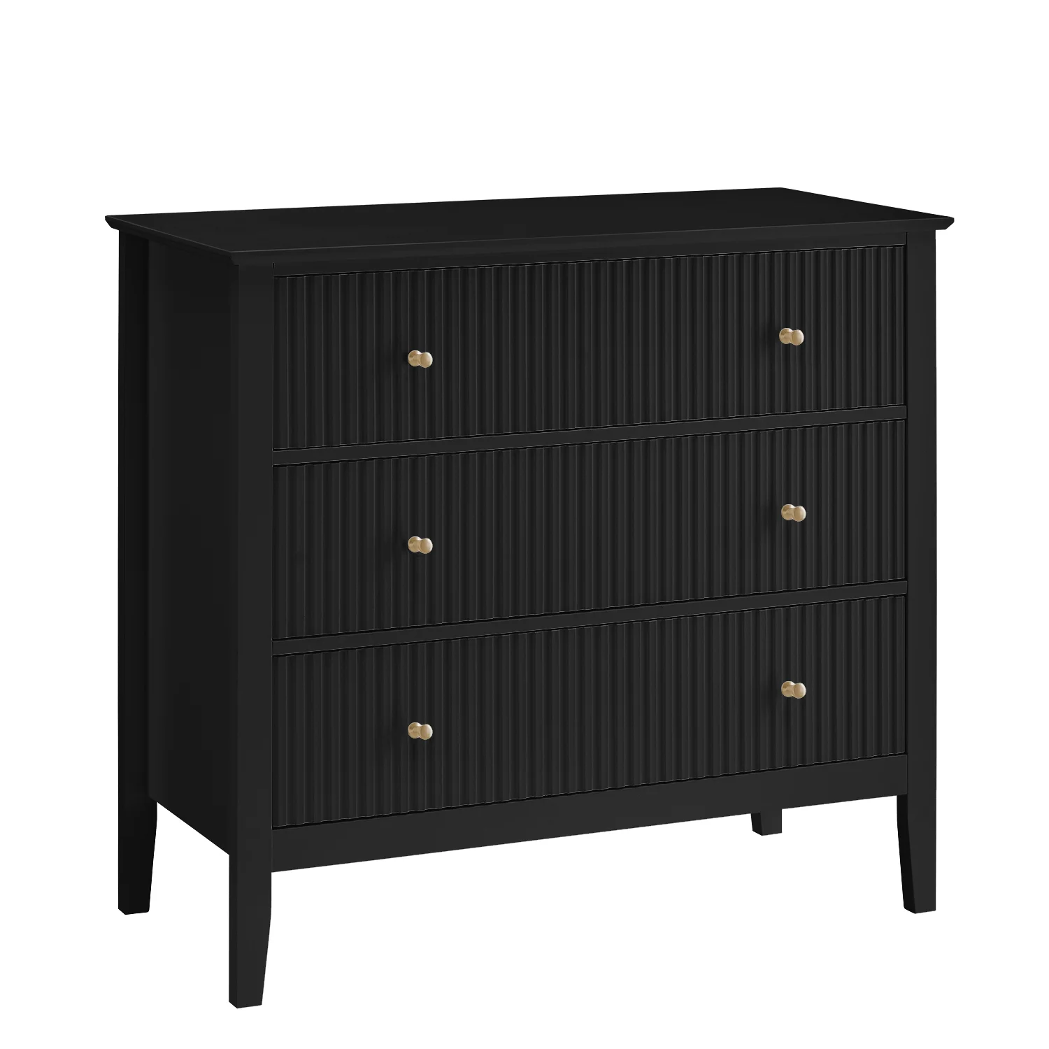 Zara Fluted 3 drawer chest Black