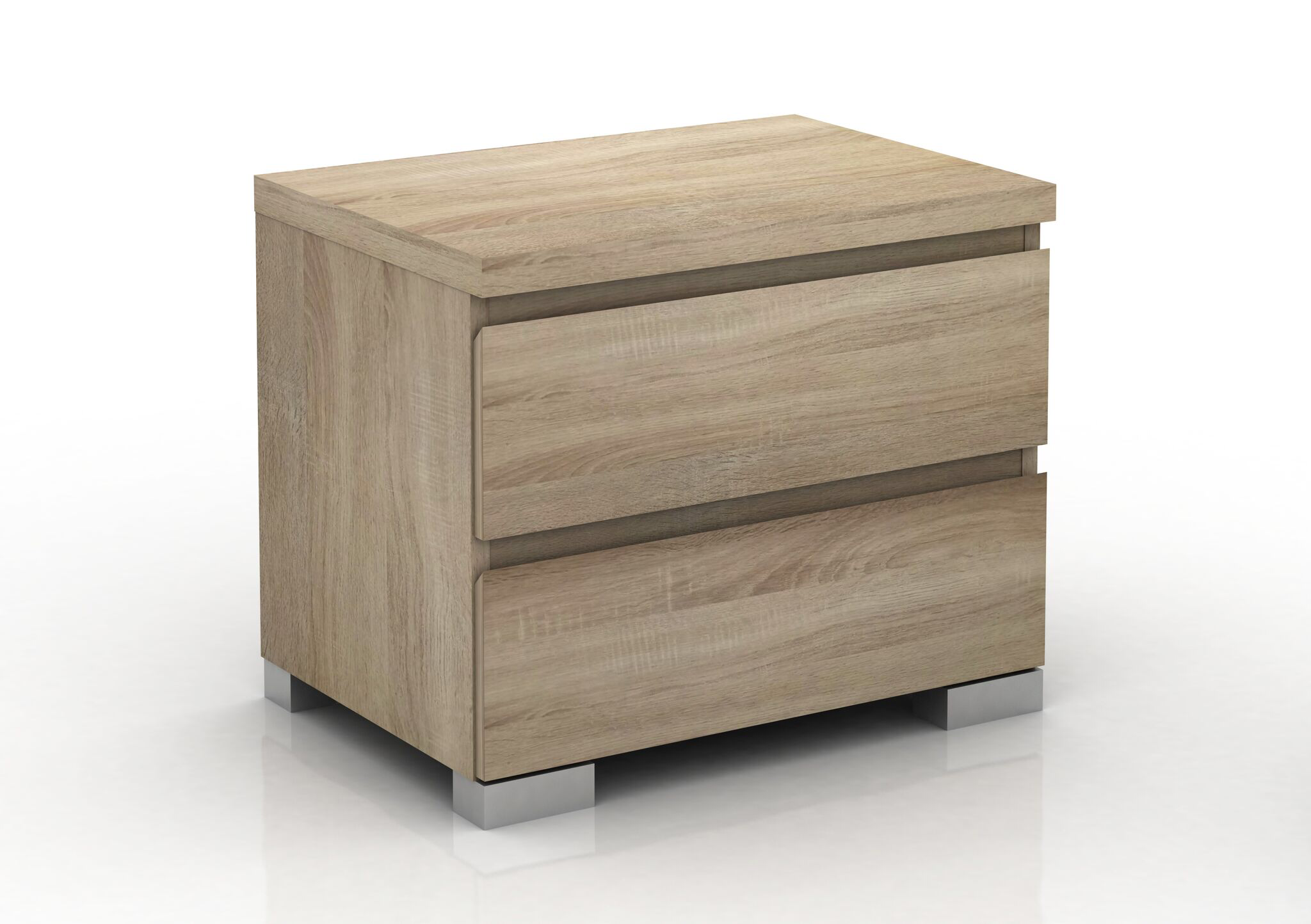 Modern 2 Drawer Bedside Table Light Oak