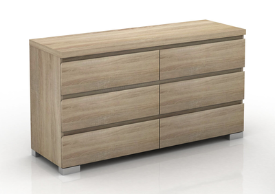 6 Drawer Chest Of Drawers lowboy Dresser/ Dressing Table - Light Oak