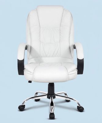 PU Leather Padded Office Desk Computer Chair - White