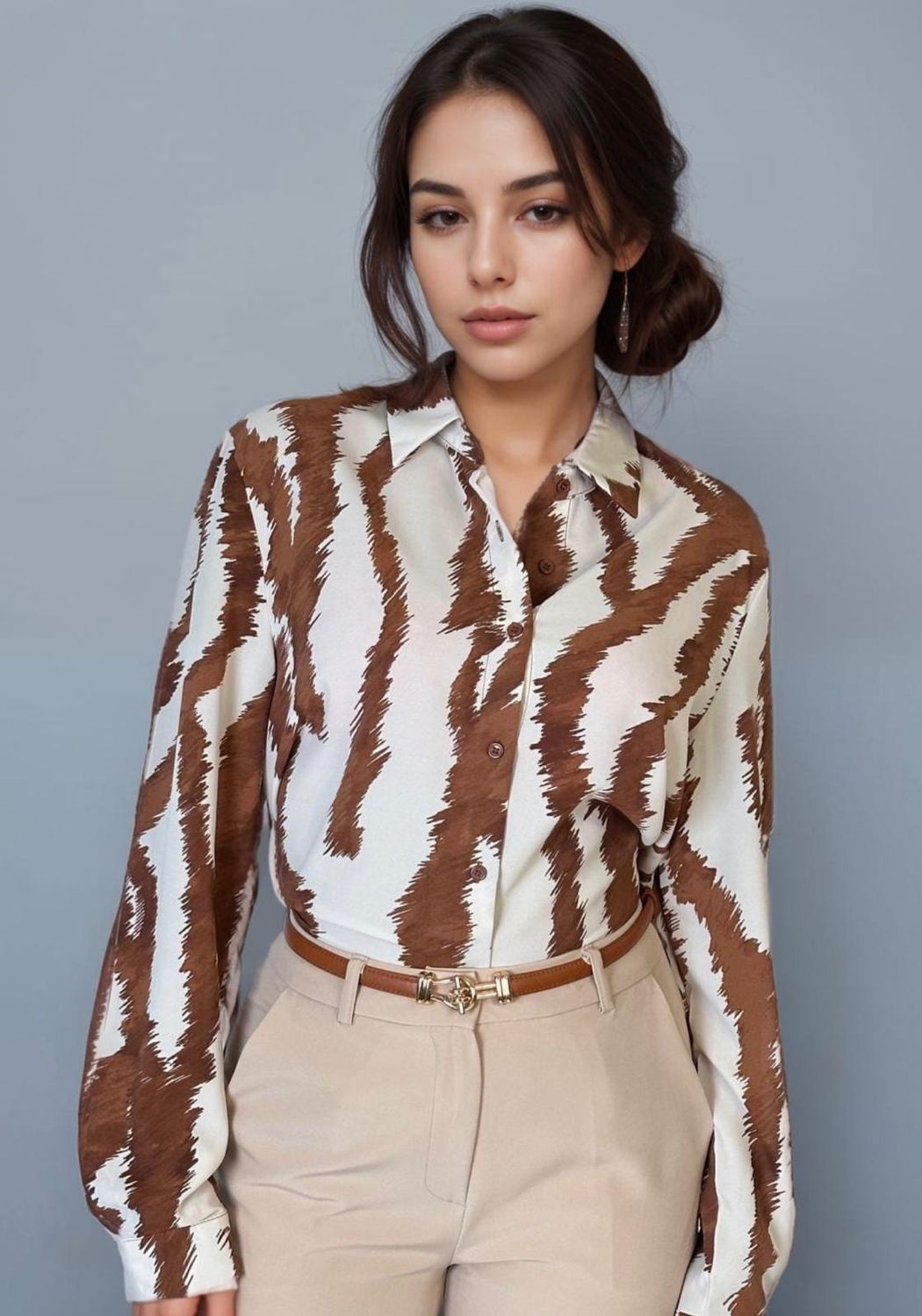 Chemise marron et blanche