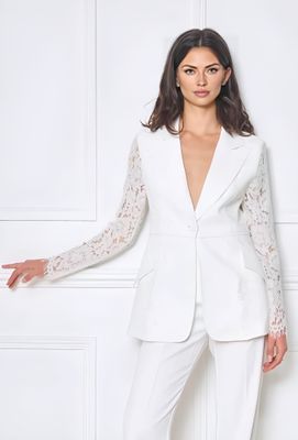 Veste Costume Blanc Dentelle