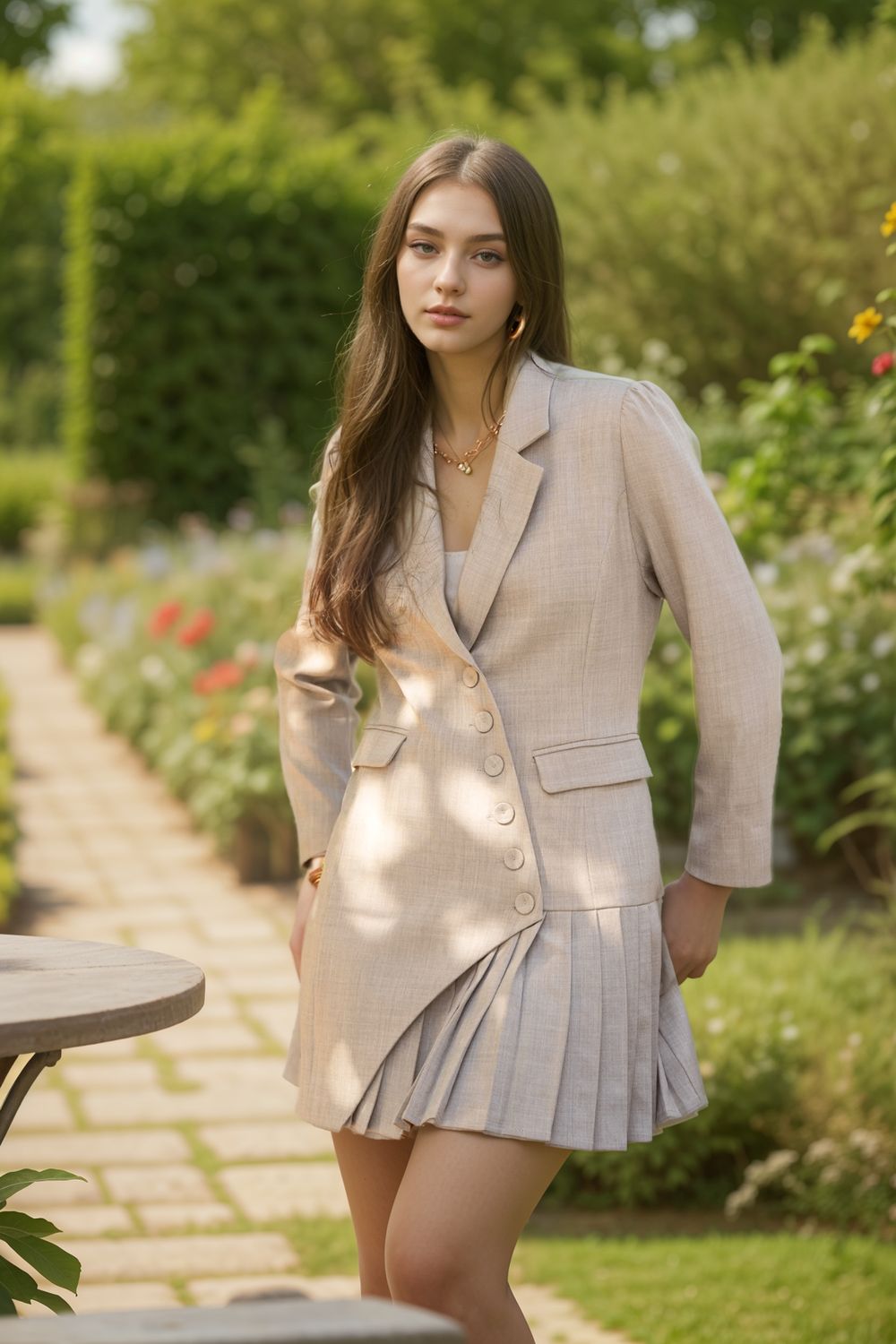 Robe blazer taupe asymétrique