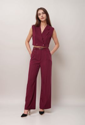 Tailleur bordeaux texturé chevron