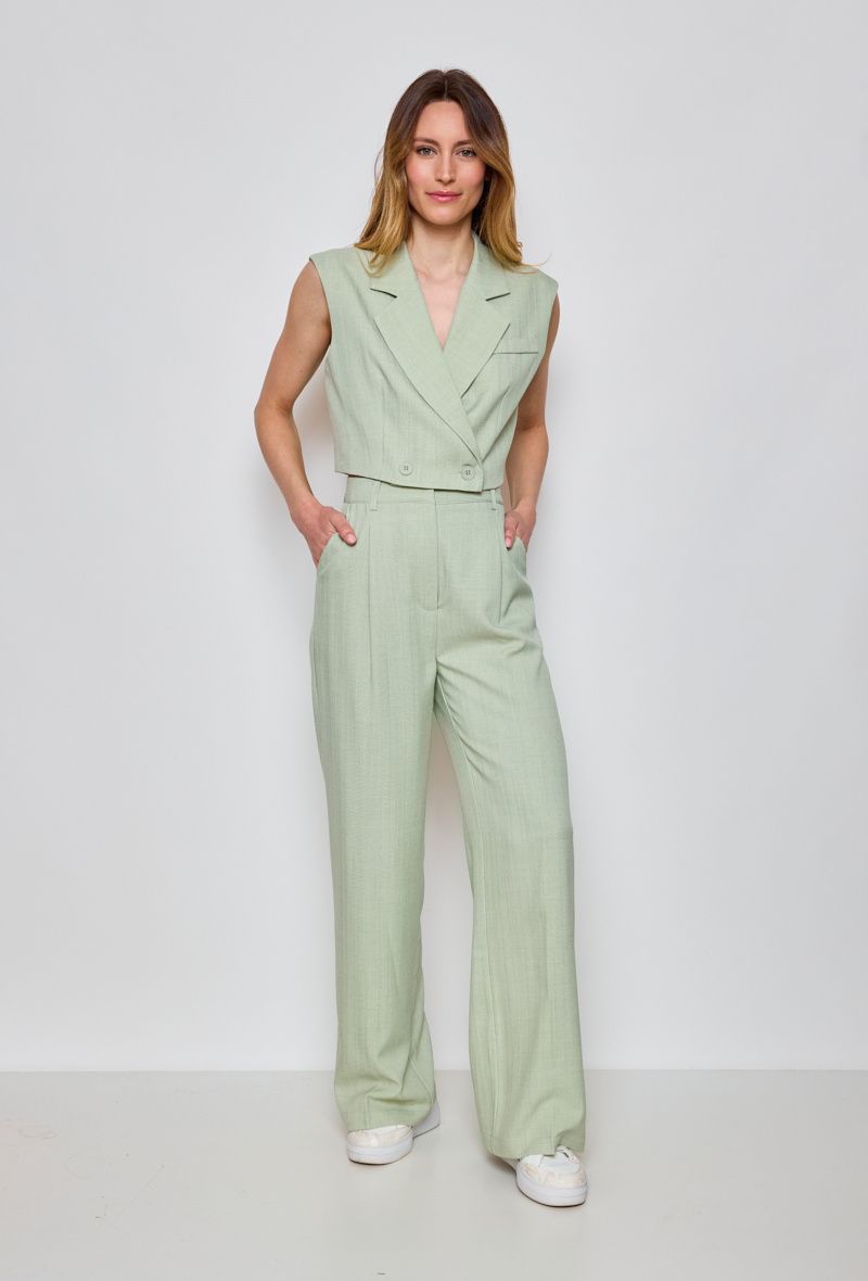 Tailleur vert texturé chevron