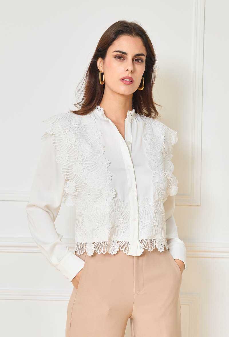 ​Chemise femme avec dentelle blanche