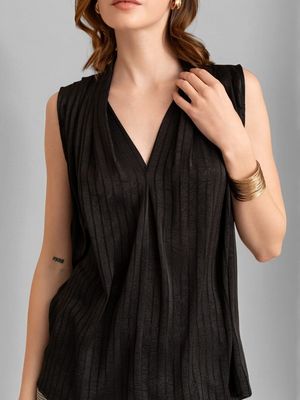 Top drapé noir