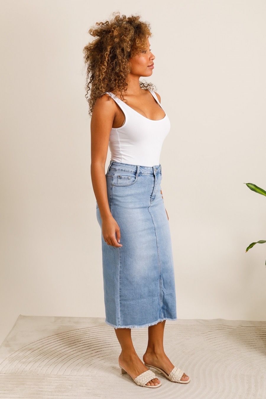 Jupe en jean longueur midi – Casual &amp; féminine