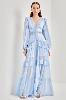 Robe longue femme fluide manches longues bohème chic