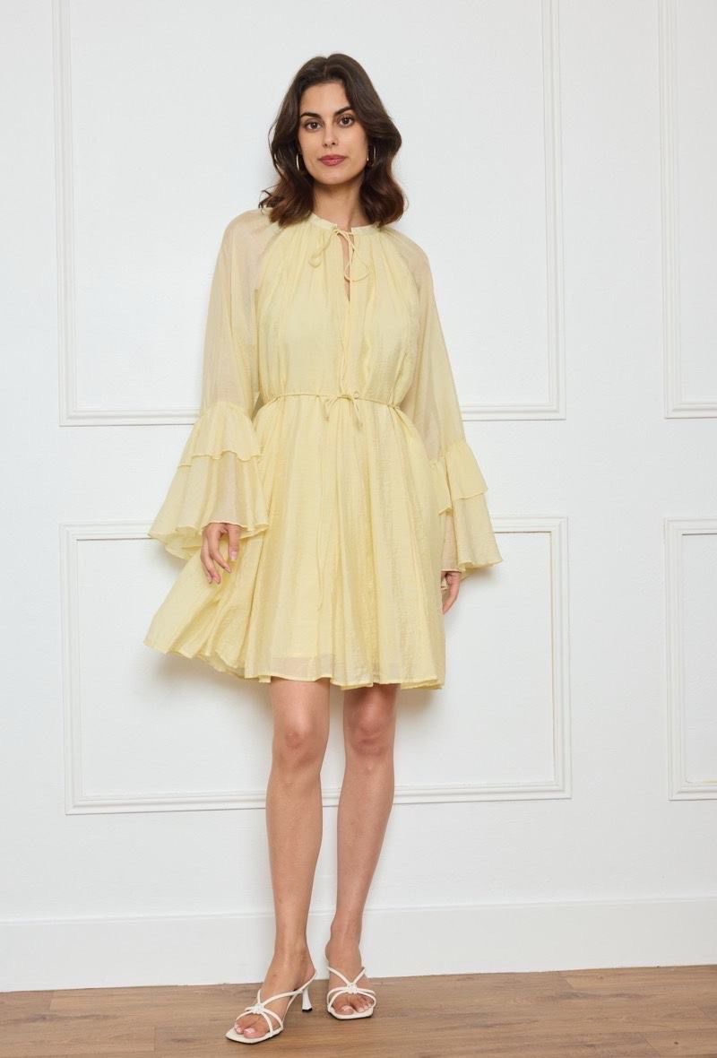 &lt;Robe fluide jaune