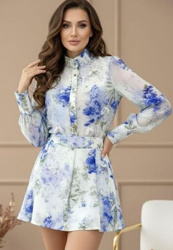 Ensemble jupe et chemise imprimé floral